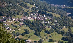 Village in Alps Village in Ticino in Switzerland