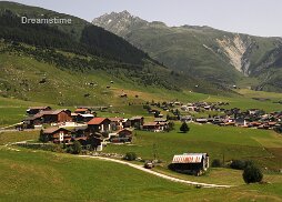 Village in Alps Village in Graubuenden in Switzerland