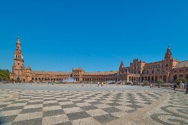 Overview of Spain Square, Plaza de Espana, in Sevilla Overview of Spain Square, Plaza de Espana, in Sevilla, Andalusia, Spain