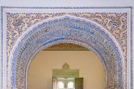Decoration arcade Royal Alcazar of Sevilla Decoration arcade Royal Alcazar of Sevilla, Andalusia, Spain